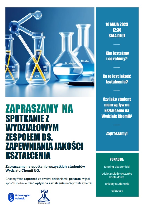 spotkanie Wydziałowego Zespołu ds. Zapewnienia Jakości Kształcenia ze Studentami Wydziału Chemii Uniwersytetu Gdańskiego